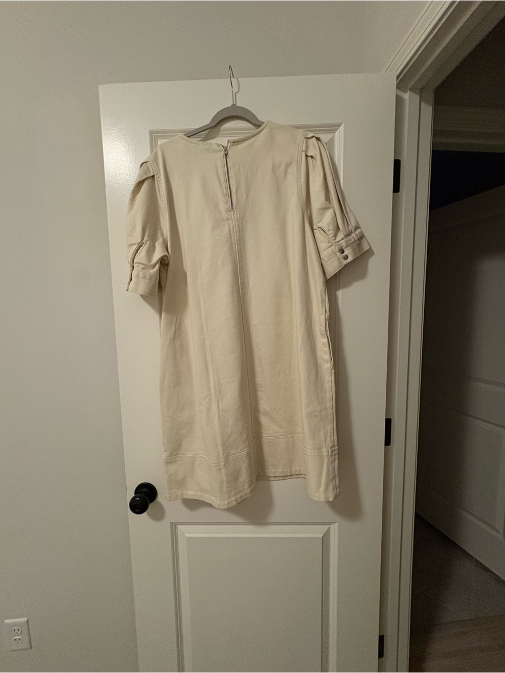 Classic Cream Short-Sleeve Shift Dress